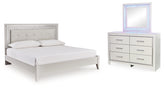 Best Deals Furniture - Ashley Furniture - Zyniden King Upholstered Panel Bed, Dresser and Mirror - King Upholstered Panel Bed, Dresser and Mirror - B2114B12